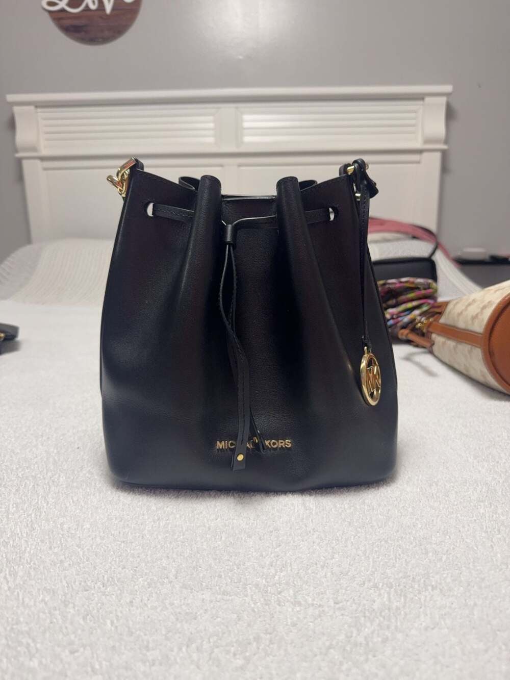 Michael Kors Black Leather Bucket Bag